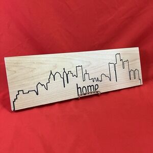 Detroit "Home" Skyline Wood Carved Panel / Home Decor / Michigan Man Cave /Flaws